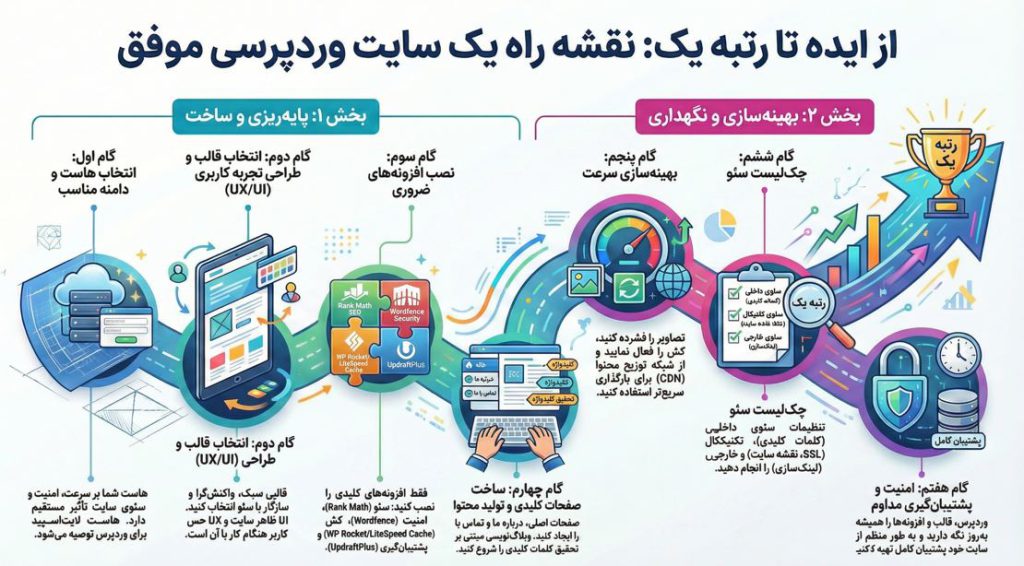 اینفوگرافی کامل طراحی سایت با وردپرس
